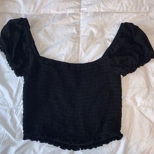 Black ruched crop top